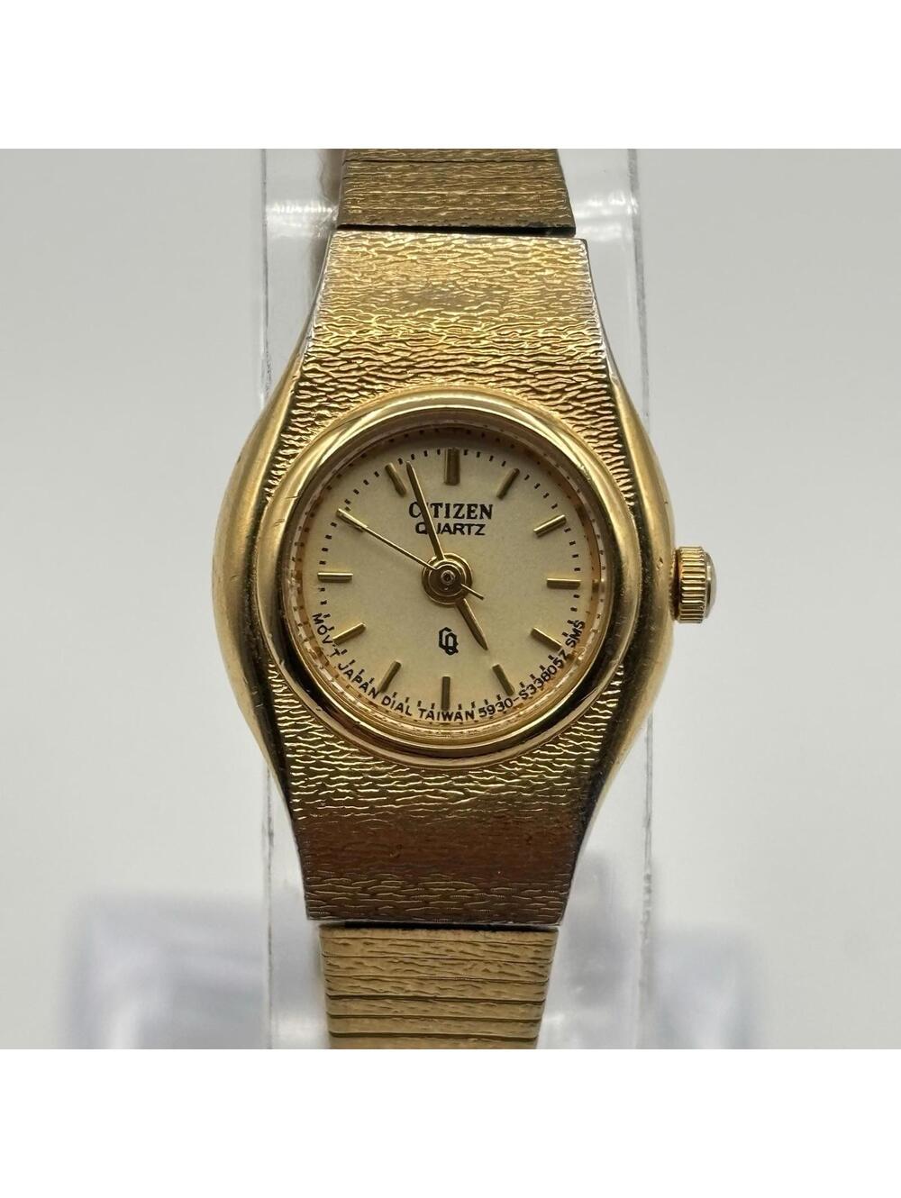 Citizen CQ Champagne Gold-Tone 17mm Vintage Quartz Watch 5930-S09141 Running